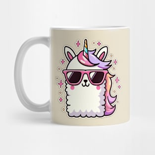 Unicorn Llama Head Wearing Sunglasses Cute Kawaii Alpaca Mug